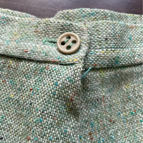Vintage 1960s Midi Green Textured Tweed Skirt Women’s XS or S - Picture 7 of 7
